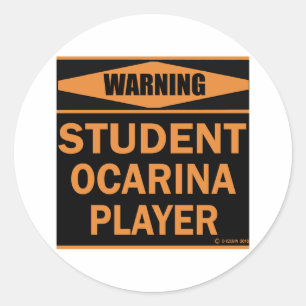 Student Ocarina Player Classic Round Sticker