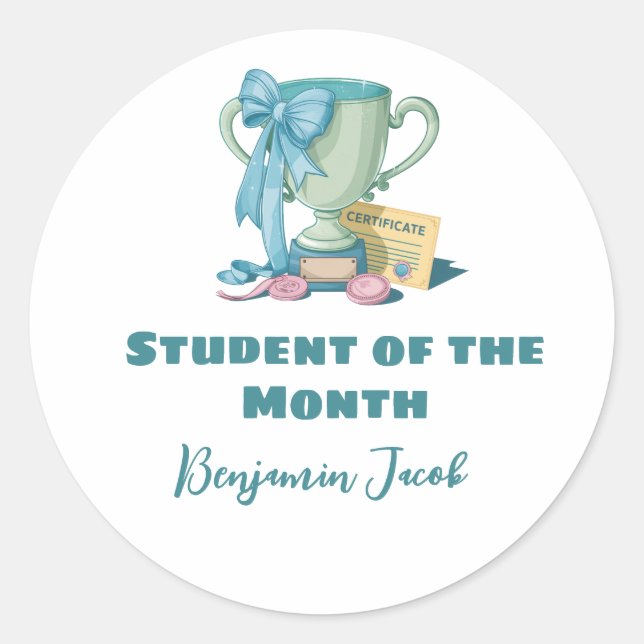 Student of the month Appreciation  Classic Round Sticker (Front)