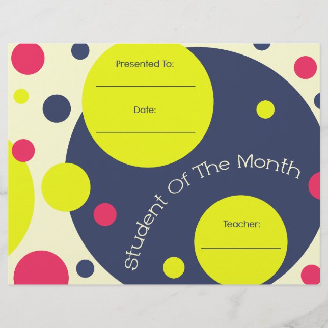 Student of The Month Award Certificate (Front)