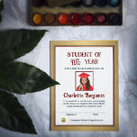 Student Of The Year Photo Certificate Custom<br><div class="desc">Student Of The Year Photo Certificate Custom Award is great to give to your students to show your appreciation for the hard work they have done. The certificate can be personalise with your photo and information about the student and what they are being recognised for. Personalise it.</div>