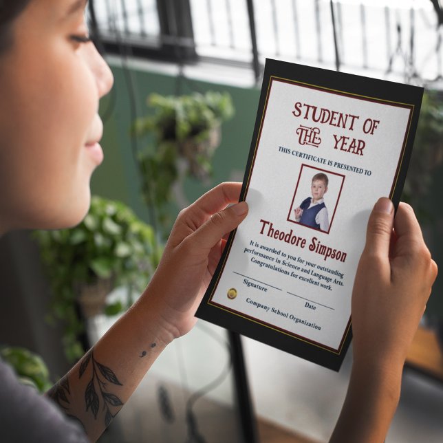 Student Of The Year Photo Certificate Custom (Creator Uploaded)