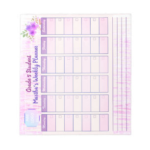 Student or Teacher Pink Weekly Planner Notepad
