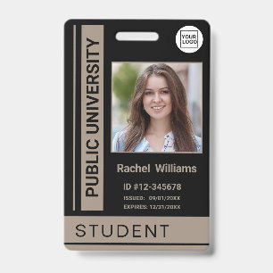 Student photo ID school university dark beige Badge