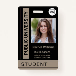 Student photo ID school university dark beige ID Badge