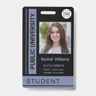 Student photo ID school university dusty blue Badge