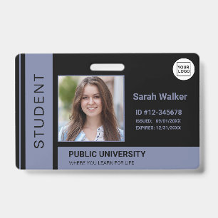 Student photo ID school university dusty blue Badge