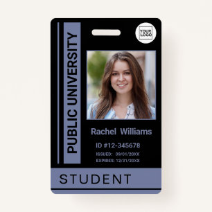 Student photo ID school university dusty blue ID Badge
