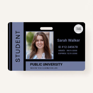 Student photo ID school university dusty blue ID Badge