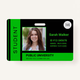 Student photo ID school university green ID Badge