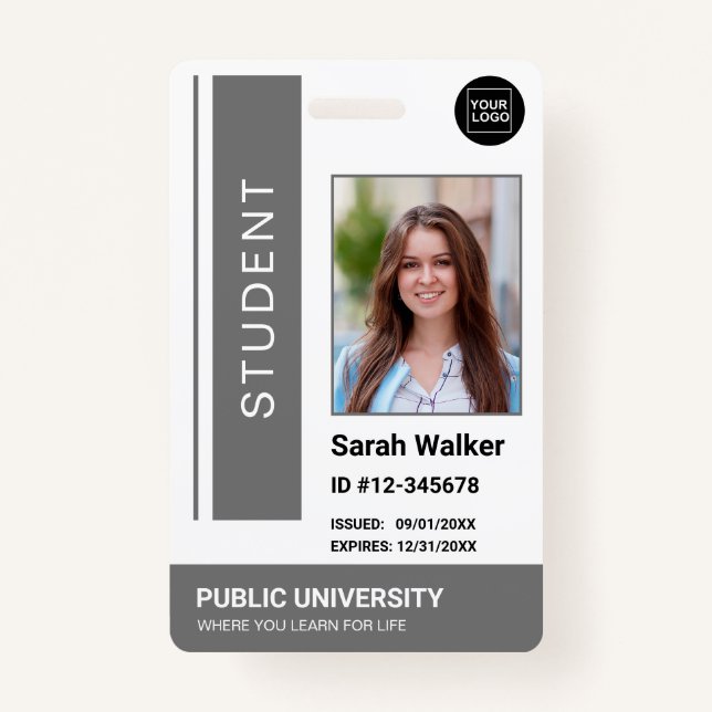 Student photo ID school university grey Badge ID Badge (Front)