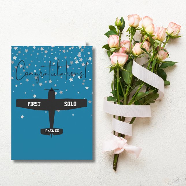 Student Pilot First Solo Aeroplane Congratulations Card (Creator Uploaded)