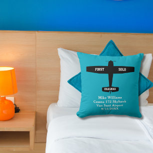 Student Pilot First Solo Aeroplane Custom Name Cushion
