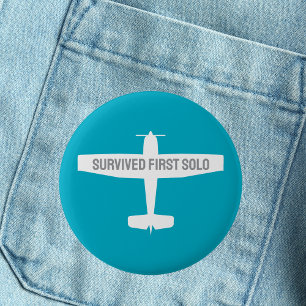 Student Pilot First Solo Aeroplane Funny Aviation 6 Cm Round Badge