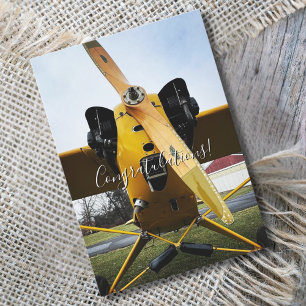 Student Pilot First Solo Aeroplane Funny Congrats Card