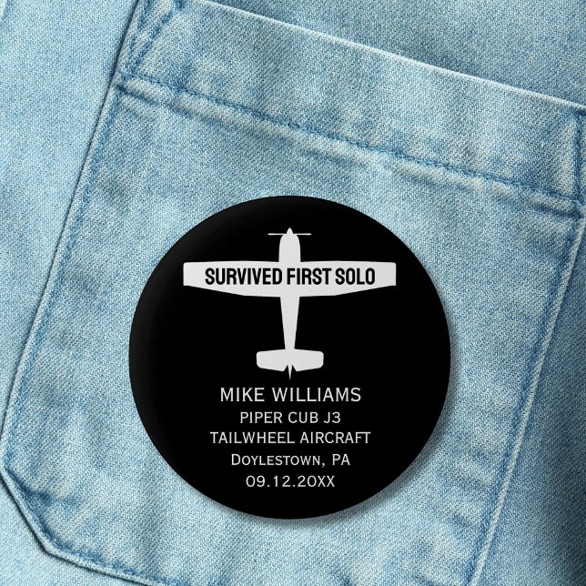 Student Pilot First Solo Aeroplane Funny Custom 6 Cm Round Badge (Creator Uploaded)