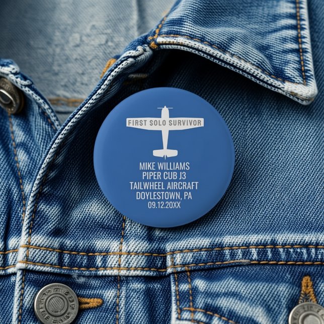 Student Pilot First Solo Aeroplane Funny Custom Bu 6 Cm Round Badge (Creator Uploaded)