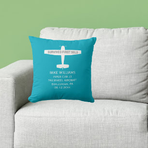 Student Pilot First Solo Aeroplane Funny Custom Cushion