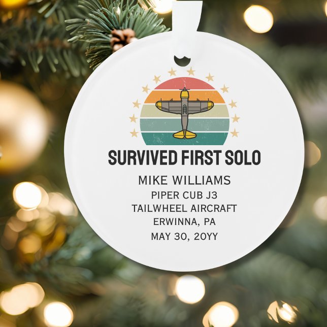 Student Pilot First Solo Aeroplane Personalised Ornament (Creator Uploaded)