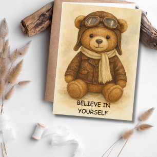 Student Pilot First Solo Aeroplane & Teddy Bear Card
