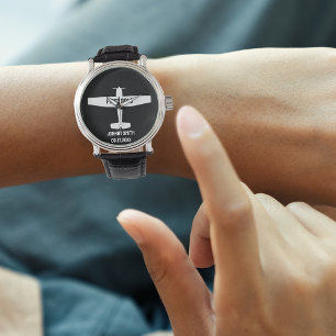 Student Pilot First Solo Airplane Black Aviation Watch