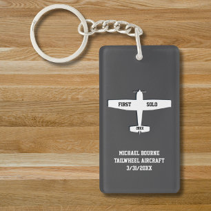 Student Pilot First Solo Airplane Photo Custom Key Ring