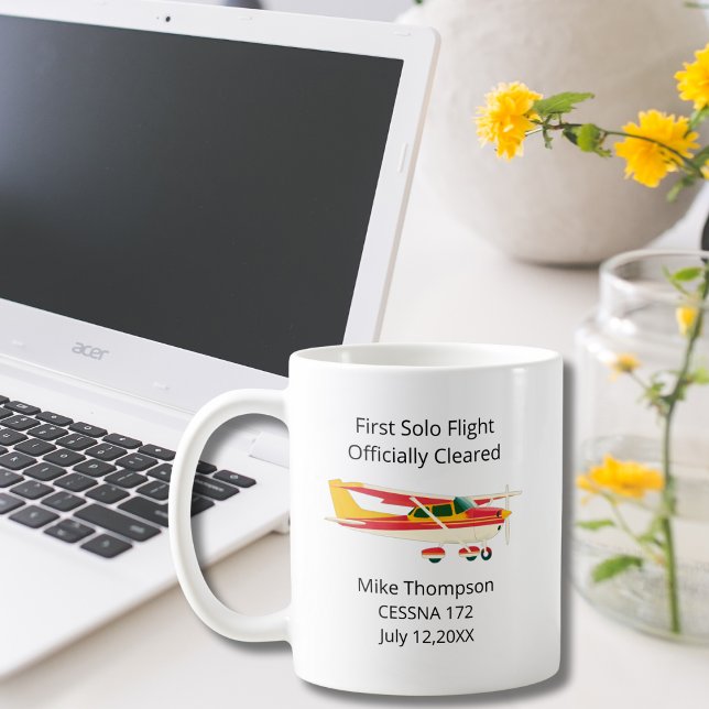 Student Pilot First Solo Cessna Photo Personalised Coffee Mug (Creator Uploaded)