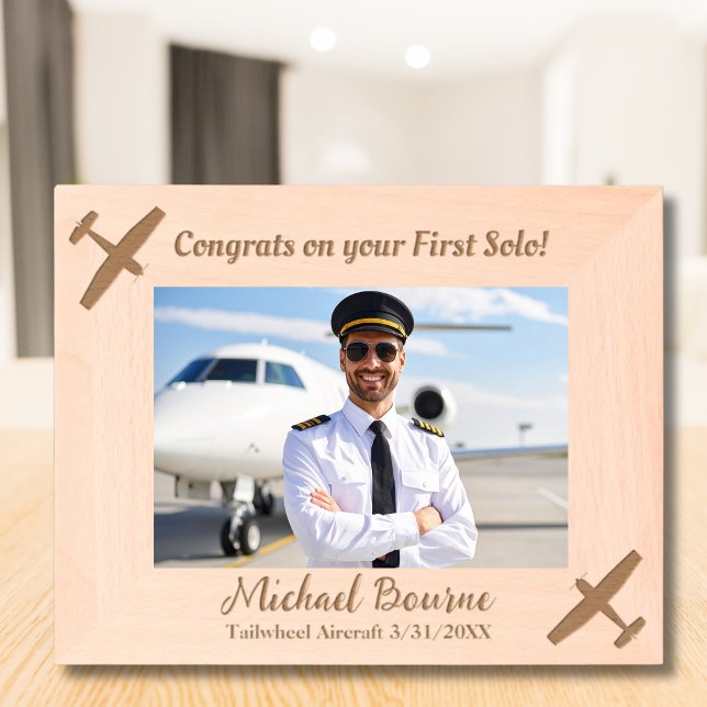 Student Pilot First Solo Flight Graduation Custom Etched Frames (Creator Uploaded)
