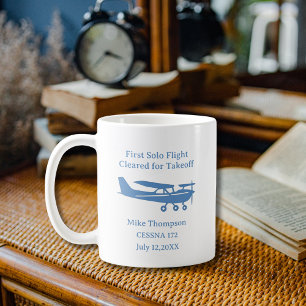 Student Pilot First Solo Photo Blue Personalised Coffee Mug