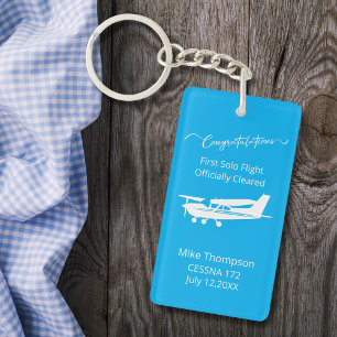 Student Pilot First Solo Photo Personalised blue Key Ring