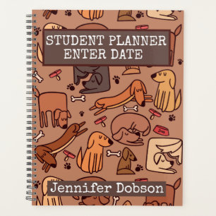 Student Planner with cartoon dog background