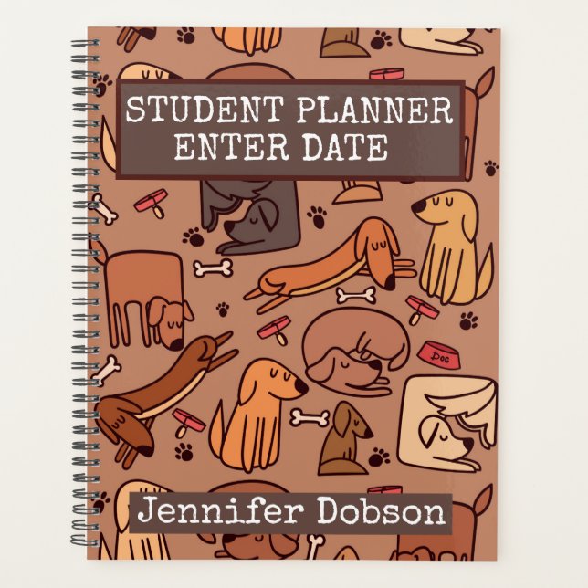 Student Planner with cartoon dog background (Front)