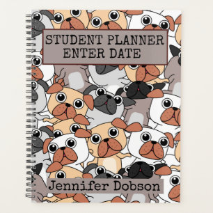 Student Planner with cartoon pug background