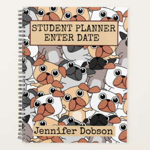 Student Planner with cartoon pug background