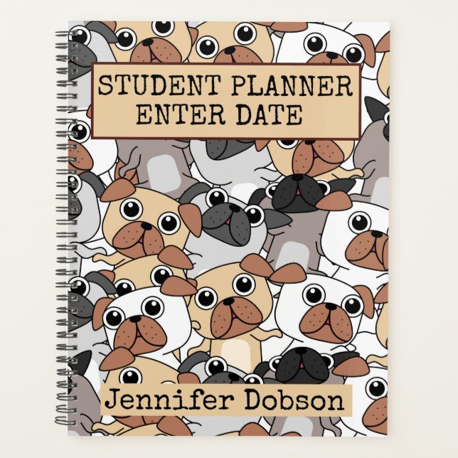 Student Planner with cartoon pug background (Front)