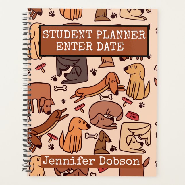 Student Planner with colourful cartoon dogs (Front)
