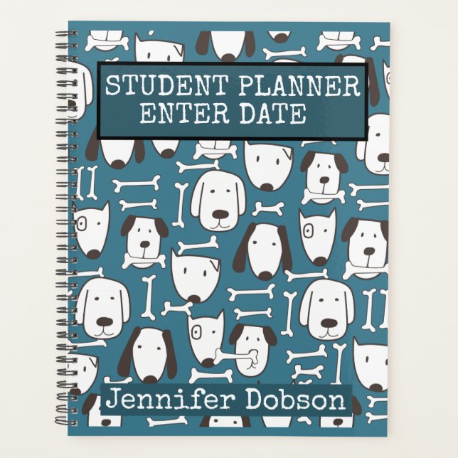 Student Planner with colourful cartoon dogs (Front)