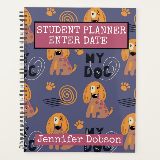 Student Planner with colourful cartoon dogs (Front)