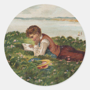 Student Reading Classic Round Sticker