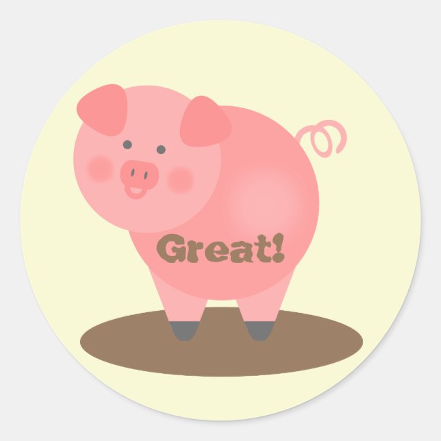 Student Reward Sticker - Pig & Mud (Front)