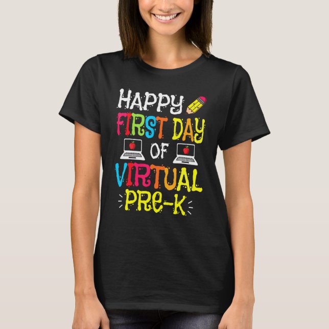 Student Senior Back School Happy First Day Of Virt T-Shirt (Front)