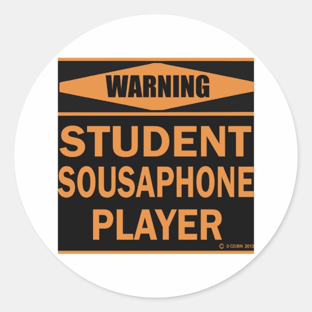 Student Sousaphone Player Classic Round Sticker (Front)