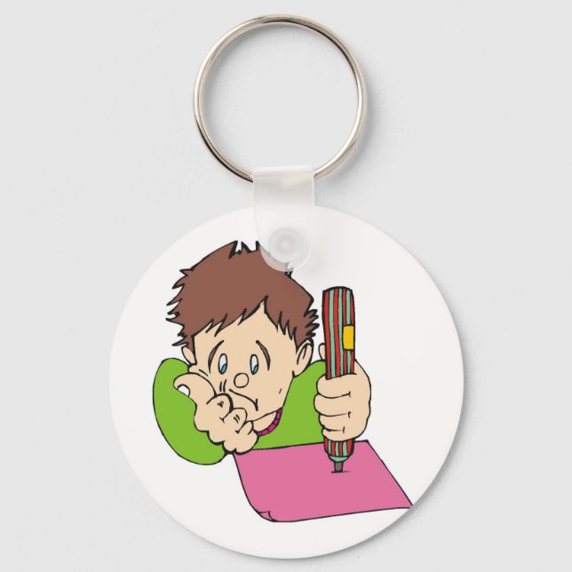 Student Studying Hard Key Ring (Front)