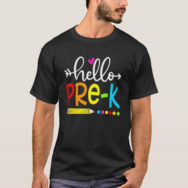   Student Teacher Hello Pre K Back To School T-Shirt (Front)