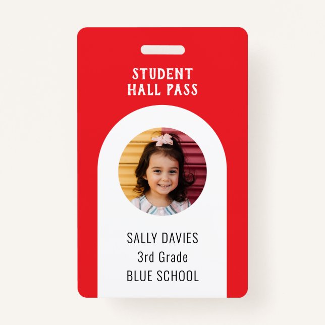 Student Toilet Pass Badge | Reusable School Bath ID Badge (Front)