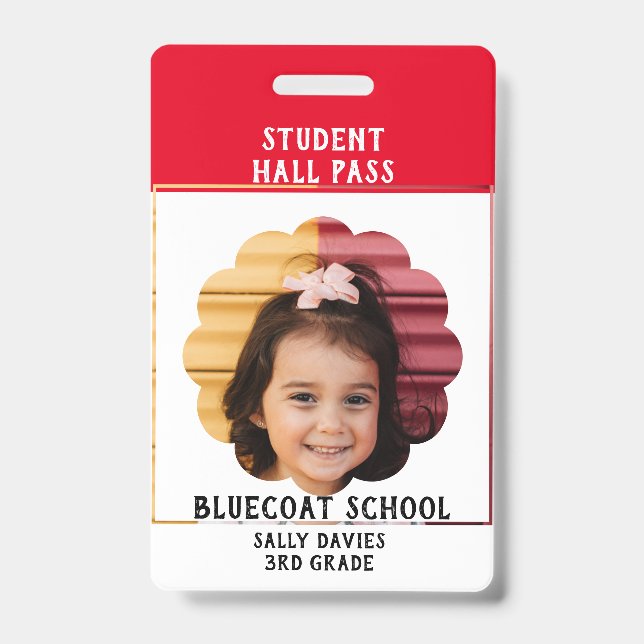 student  toilet pass school Badge ID Badge (Front)