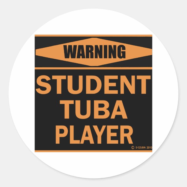 Student Tuba Player Classic Round Sticker (Front)
