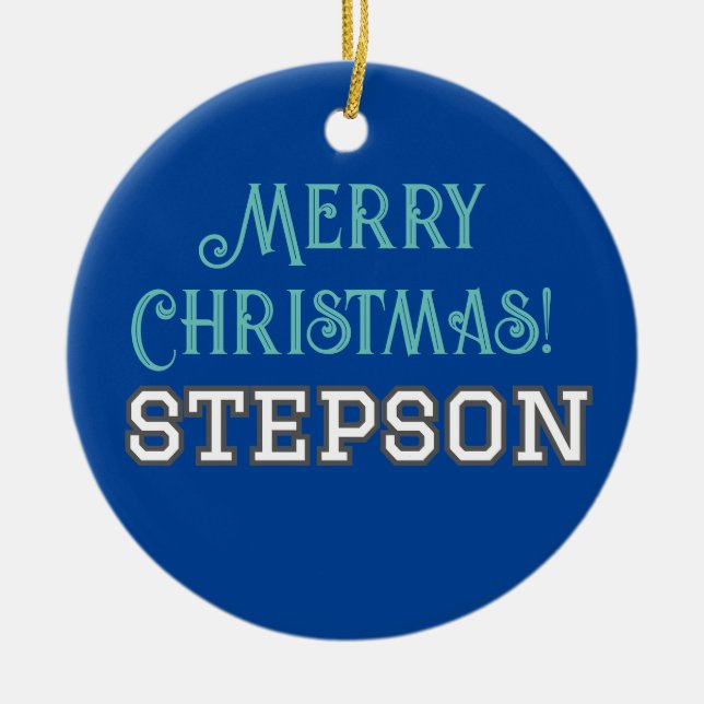 Student Typography Merry Christmas Stepson Ceramic Tree Decoration (Front)
