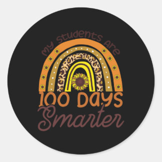 Students Are 100 Days Smarter Happy Teacher School Classic Round Sticker