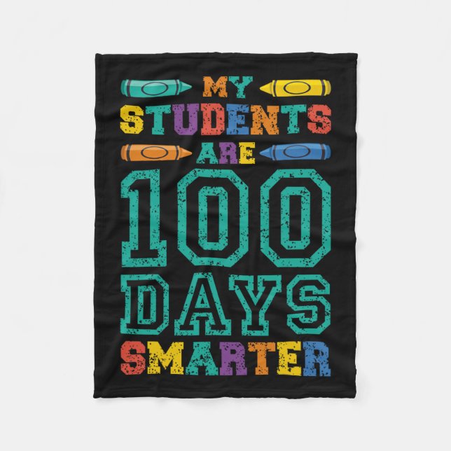 Students Are 100 Days Smarter School Kids Student  Fleece Blanket (Front)