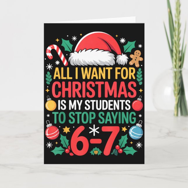 Students Saying 67 Meme Six Seven Funny Christmas  Card (Front)